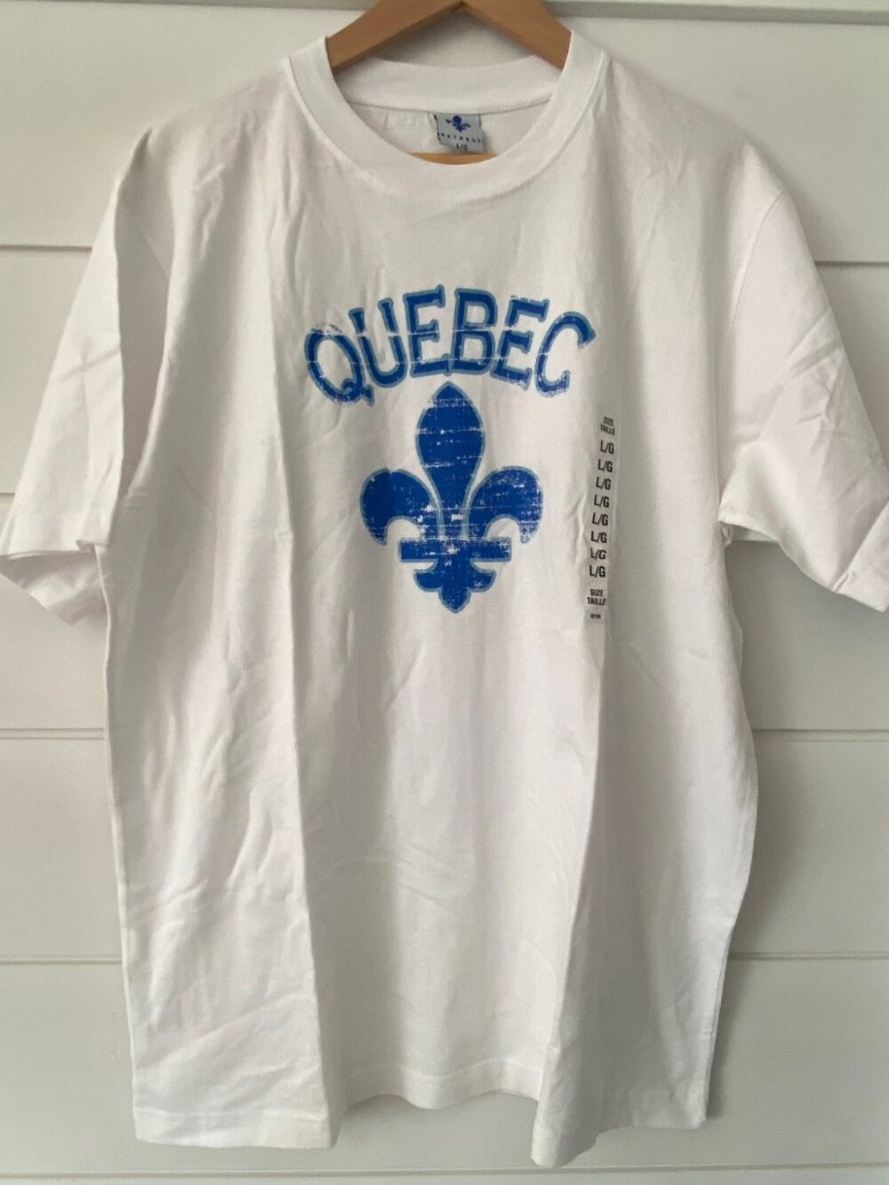 Quebec White T-shirt From SEARS size Large Brad New With Tag